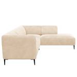 Ecksofa DUNKELD 2,5-Sitzer mit Ottomane Bouclé Stoff Bony: Beige - Ottomane davorstehend rechts