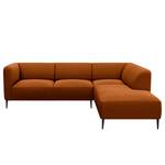 Ecksofa DUNKELD 2,5-Sitzer mit Ottomane Webstoff Saia: Rost - Ottomane davorstehend rechts