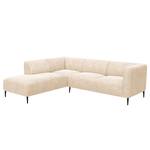 Ecksofa DUNKELD 2,5-Sitzer mit Ottomane Bouclé Stoff Bony: Beige - Ottomane davorstehend links