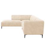 Ecksofa DUNKELD 2,5-Sitzer mit Ottomane Bouclé Stoff Bony: Beige - Ottomane davorstehend links