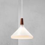 Hanglamp Nori I staal/walnotenhout - 1 lichtbron - opaalwit - Gebroken wit