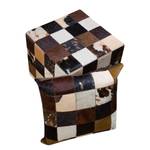 Pouf Norman 100 % cuir de vachette - Marron / Beige