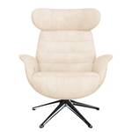 Relaxsessel LESO Bouclé Stoff Bony: Beige - Chrom glänzend - Mit Hocker