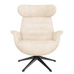 Relaxsessel LESO Bouclé Stoff Bony: Beige - Schwarz - Mit Hocker