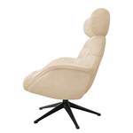 Relaxsessel LESO Bouclé Stoff Bony: Beige - Schwarz - Mit Hocker