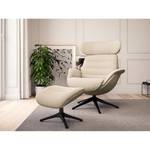 Relaxsessel LESO Webstoff Saia: Beige - Schwarz - Mit Hocker