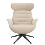 Relaxsessel LESO Webstoff Saia: Beige - Schwarz - Mit Hocker