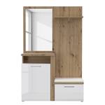 Compacte garderobe Troi hoogglans wit/Artisan eikenhouten look