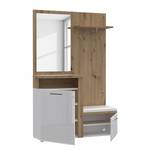 Compacte garderobe Troi hoogglans wit/Artisan eikenhouten look