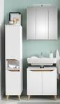 Salle de bain Tiberio VI - 3 éléments Avec éclairage inclus Blanc satiné / Imitation chêne Riviera - Conique