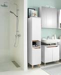 Salle de bain Tiberio VI - 3 éléments Avec éclairage inclus Blanc satiné / Imitation chêne Riviera - Conique