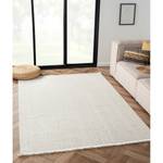 Laagpolig vloerkleed Ava polyester/katoen - Wit - 160 x 230 cm