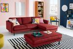 XL-gestoffeerde hocker FORT DODGE Velours Ravi: Bordeaux