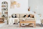 Ecksofa FORT DODGE Webstoff Maila: Beige - Longchair davorstehend links - Mit Schlaffunktion