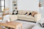 Ecksofa FORT DODGE Webstoff Maila: Beige - Longchair davorstehend links - Mit Schlaffunktion