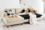 Ecksofa FORT DODGE Webstoff Maila: Beige - Longchair davorstehend links - Mit Schlaffunktion