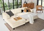 Ecksofa FORT DODGE Cordstoff Poppy: Beige  - Longchair davorstehend links - Mit Schlaffunktion