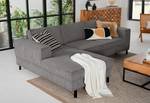 Divano angolare FORT DODGE Velluto a coste Poppy: grigio - Longchair preimpostata a sinistra - Funzione letto