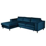 Ecksofa FORT DODGE Samt Ravi: Marineblau - Longchair davorstehend links - Mit Schlaffunktion