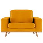 Fauteuil BILLUND Velours Sadia: Jaune mourtade - Hêtre clair