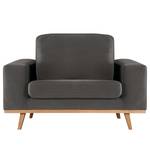 Fauteuil BILLUND Velours Sadia: Donkergrijs - Licht beukenhout