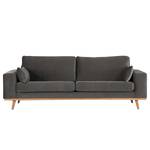 2-Sitzer Sofa BILLUND Samt Sadia: Dunkelgrau - Buche Hell