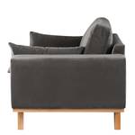 2-Sitzer Sofa BILLUND Samt Sadia: Dunkelgrau - Buche Hell