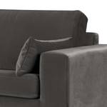 2-Sitzer Sofa BILLUND Samt Sadia: Dunkelgrau - Buche Hell