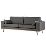 2-Sitzer Sofa BILLUND Webstoff Lark: Dunkelgrau - Buche Hell