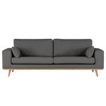 2-Sitzer Sofa BILLUND Webstoff Lark: Dunkelgrau - Buche Hell