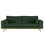 2-Sitzer Sofa BILLUND Webstoff Cieli: Dunkelgrün - Buche Hell