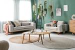 2-Sitzer Sofa BILLUND Webstoff Cieli: Sandgrau - Buche Hell