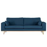 2-Sitzer Sofa BILLUND Baumwollstoff Vele: Blau - Buche Hell