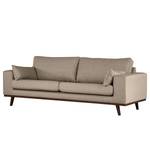 2-Sitzer Sofa BILLUND Strukturstoff Otrera: Taupe - Buche Dunkel