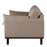 2-Sitzer Sofa BILLUND Strukturstoff Otrera: Taupe - Buche Dunkel