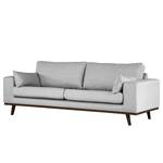 2-Sitzer Sofa BILLUND Strukturstoff Otrera: Hellgrau - Buche Dunkel