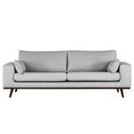 2-Sitzer Sofa BILLUND Strukturstoff Otrera: Hellgrau - Buche Dunkel