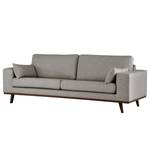 2-Sitzer Sofa BILLUND Webstoff Lark: Braungrau - Buche Dunkel