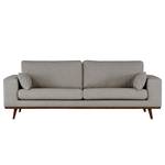 2-Sitzer Sofa BILLUND Webstoff Lark: Braungrau - Buche Dunkel