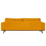 3-Sitzer Sofa BILLUND Samt Sadia: Senfgelb - Buche Dunkel