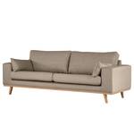 2-Sitzer Sofa BILLUND Strukturstoff Otrera: Taupe - Buche Hell