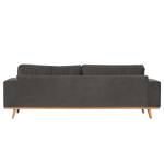 3-Sitzer Sofa BILLUND Samt Sadia: Dunkelgrau - Buche Hell