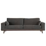 3-Sitzer Sofa BILLUND Samt Sadia: Dunkelgrau - Buche Dunkel