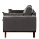 3-Sitzer Sofa BILLUND Samt Sadia: Dunkelgrau - Buche Dunkel