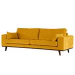 3-Sitzer Sofa BILLUND Webstoff Cieli: Senfgelb - Buche Dunkel