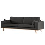 3-Sitzer Sofa BILLUND Baumwollstoff Vele: Anthrazit - Buche Hell