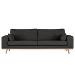 3-Sitzer Sofa BILLUND Baumwollstoff Vele: Anthrazit - Buche Hell