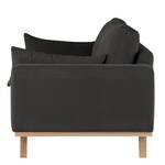 3-Sitzer Sofa BILLUND Baumwollstoff Vele: Anthrazit - Buche Hell