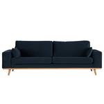 3-Sitzer Sofa BILLUND Samt Sadia: Dunkelblau - Buche Hell