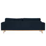 3-Sitzer Sofa BILLUND Samt Sadia: Dunkelblau - Buche Hell